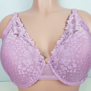 Auden Womens Plunge Coverage Push Up Bra Purple Fl